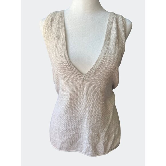 Free People Beach Keiran Sweater Knit Tank Top Beige Summer Style Womens Small - Picture 3 of 14